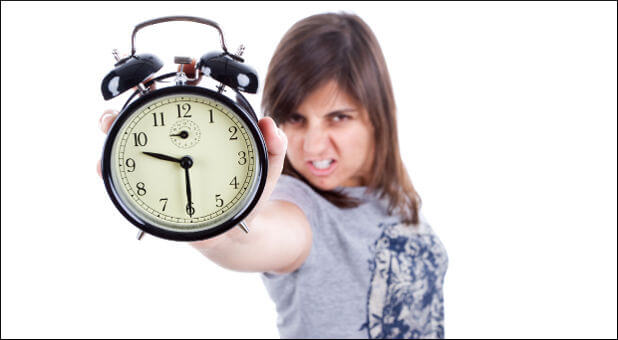 angry woman with clock