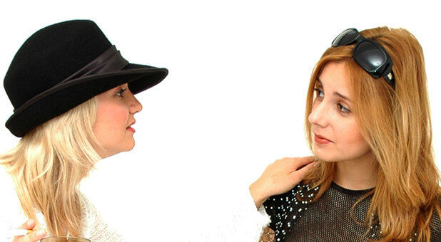 two women talking