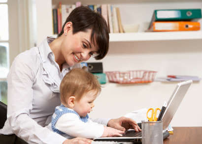 woman-working-mother-baby