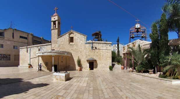 The Greek Orthodox Church of Annunciation in Nazareth, Israel. Nazareth, the childhood home of Jesus, is home to Israel's largest Christian community.