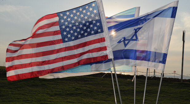American and Israel flags