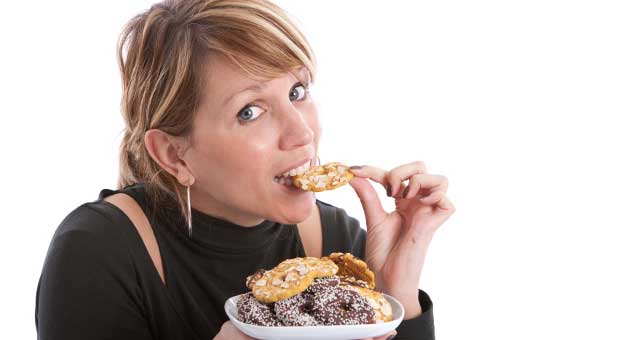 woman eating cookies