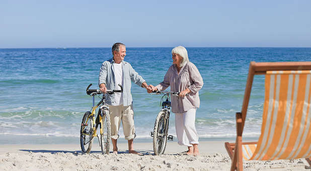 Riding bicyles can be a great bonding activity for a husband and wife.