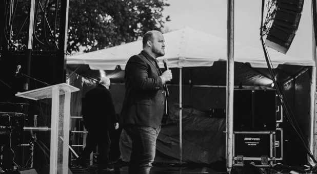 Jeremiah Johnson preaches on the National Mall in Washington, D.D. as part of the